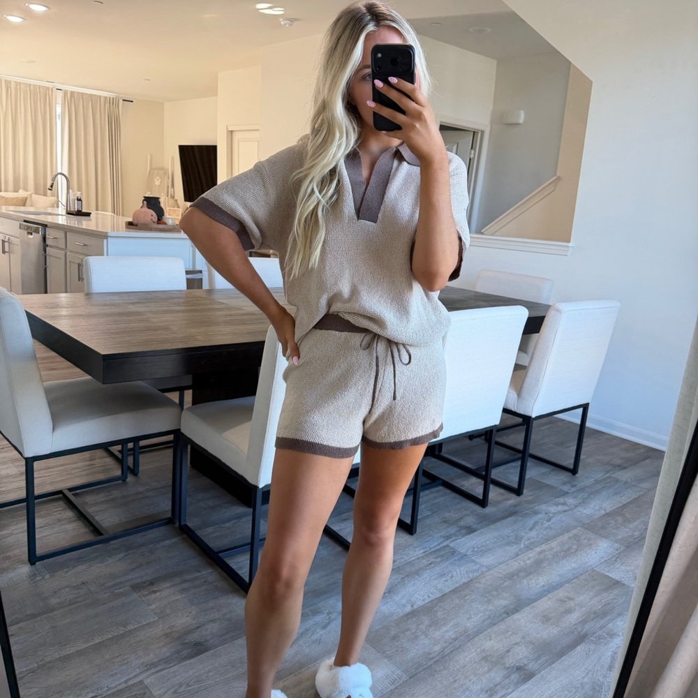 Women's Cream and Brown Lounge Set
